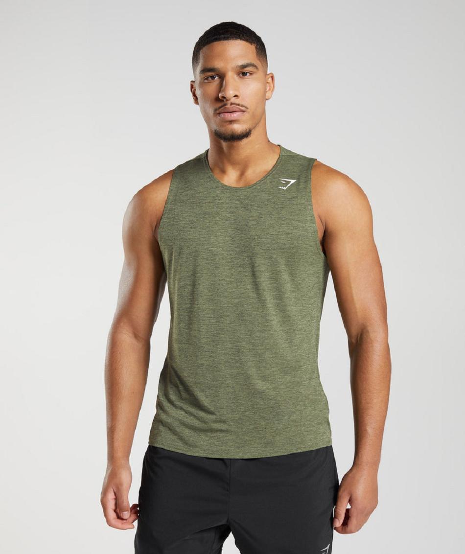 Camiseta Tirantes Gymshark Arrival Slim Marl Hombre Verde Oliva Verde Oliva | CO 3177BEX